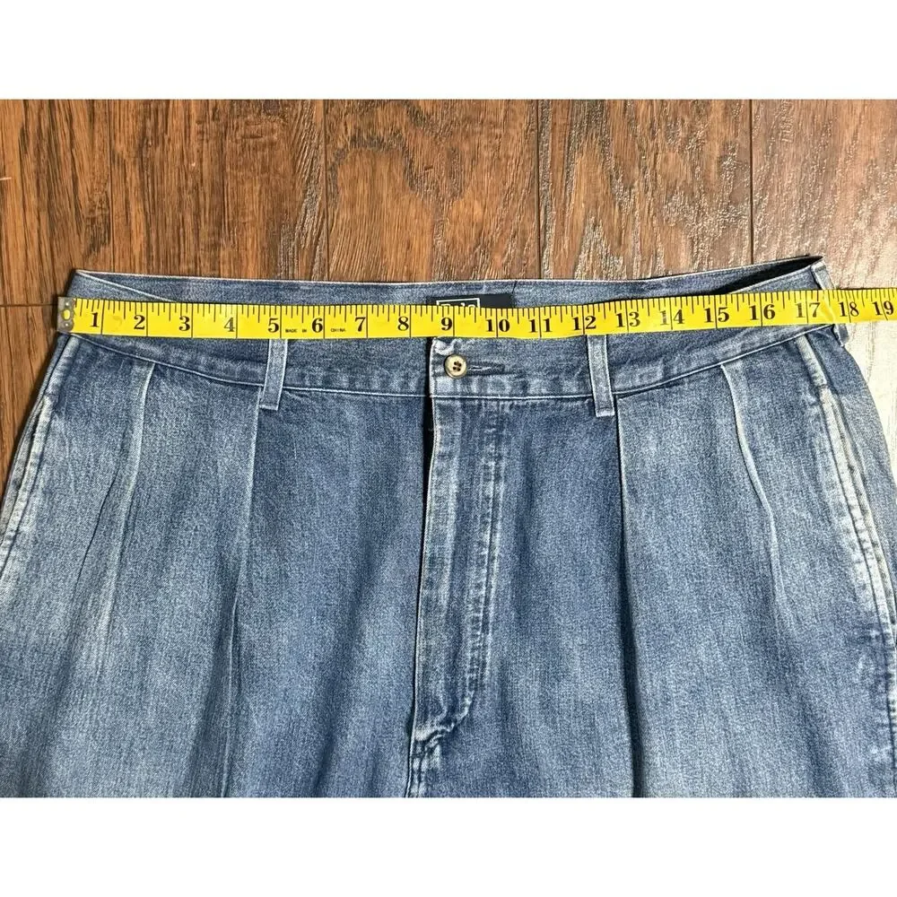 Vtg Polo Ralph Lauren USA Made Pleated Denim Jeans 36x34 (36x28) Wide Leg 90s